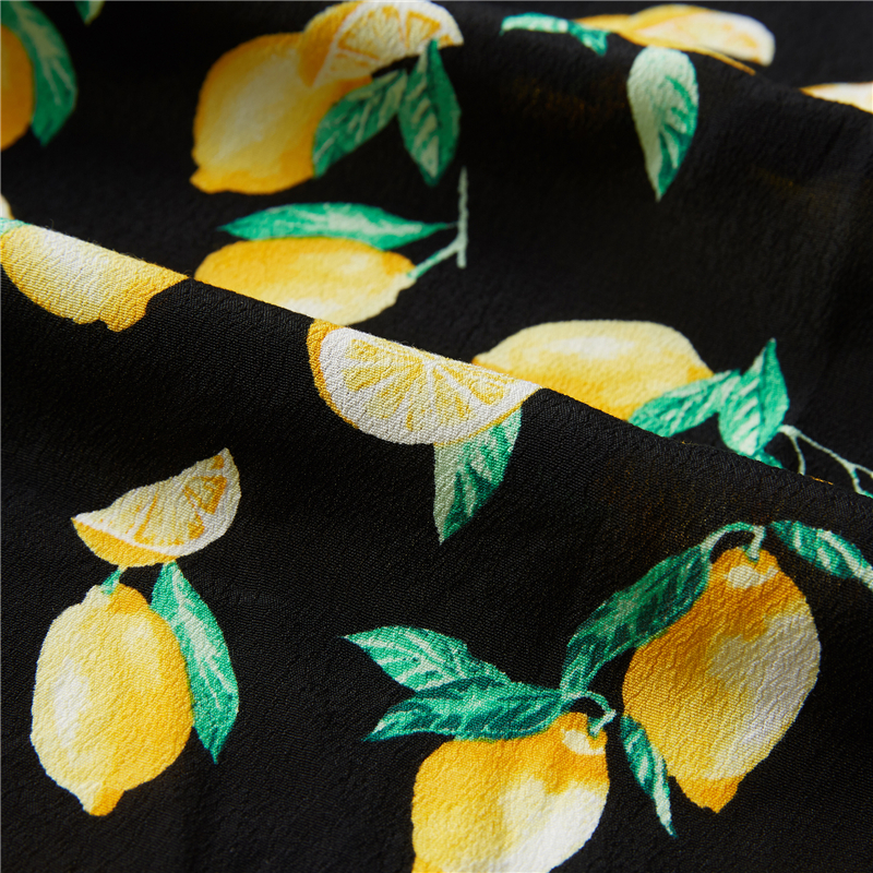 Citron digitalt tryck crepe 53 % viskos 47 % rayon poplin exotiskt hawaiianskt tyg